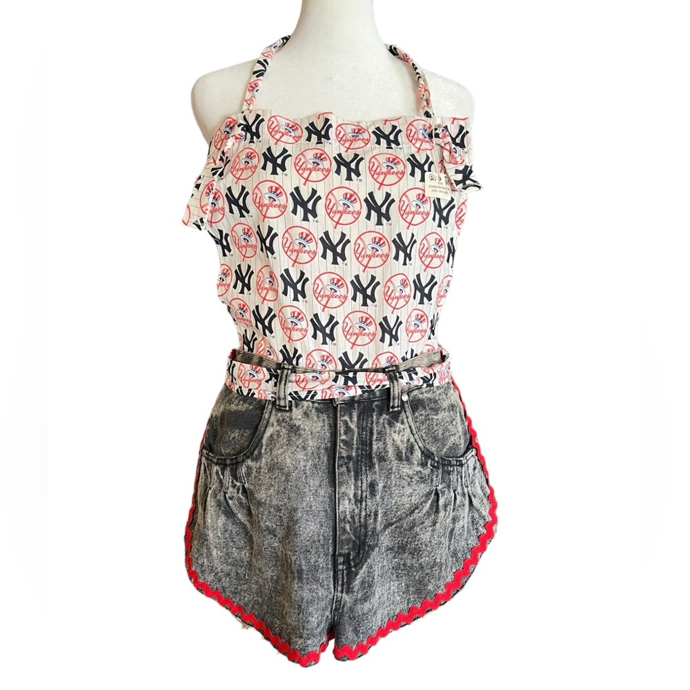 Hand Crafted Red White Black Baseball Logo Apron